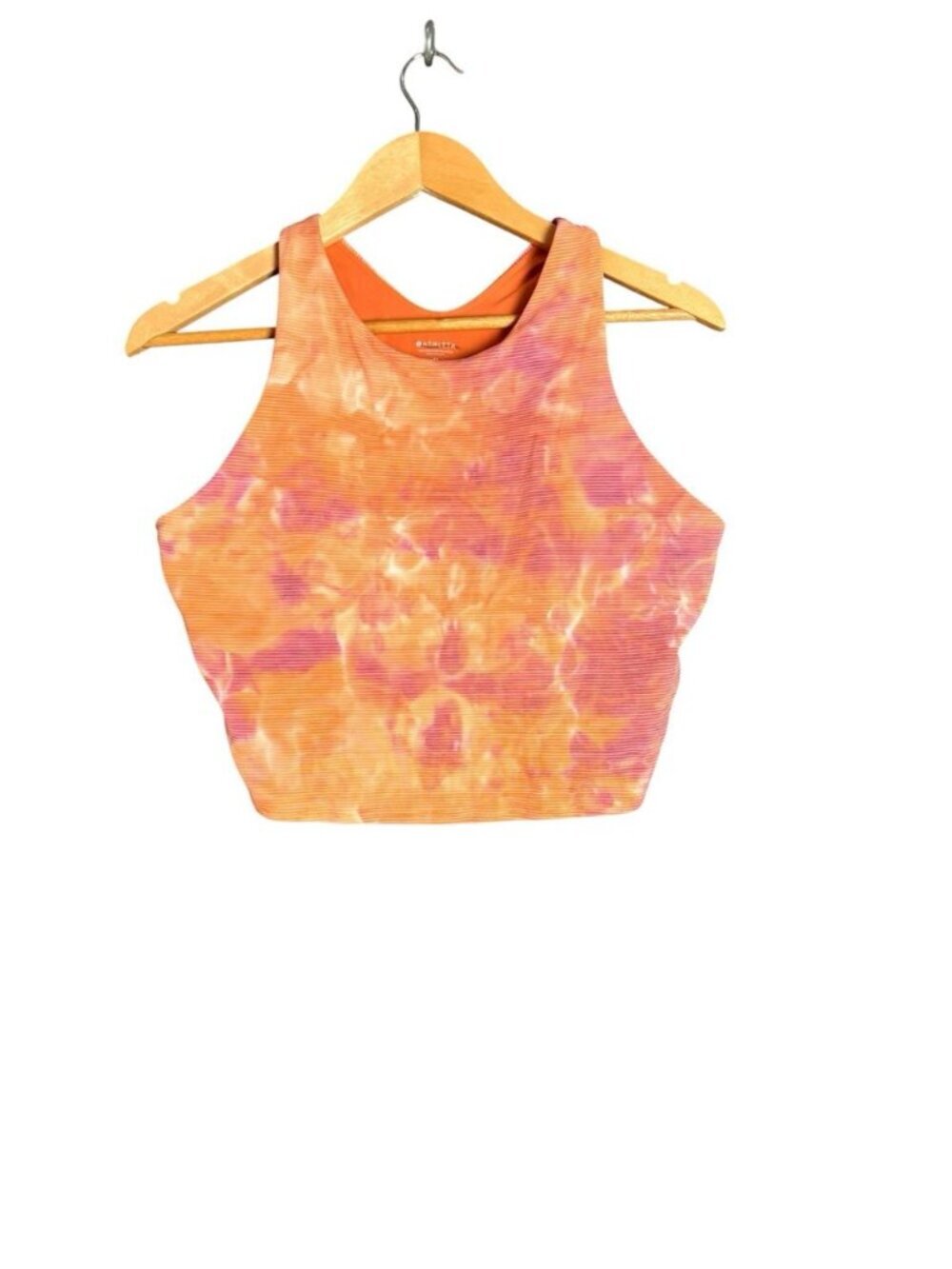 Athleta XL Crop Tank Top Built-In Bra Orange Pink Tie Dye Athletic Workout - Picture 2 of 7